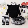 imageKucnuzki Newborn Baby Girl Clothes Toddler Long Sleeve Ruffle Romper Top Infant Skirt Set Little Girl Overall DressBlack
