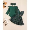 imageKucnuzki Newborn Baby Girl Clothes Toddler Long Sleeve Ruffle Romper Top Infant Skirt Set Little Girl Overall DressGreen Plaid