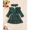 imageKucnuzki Newborn Baby Girl Clothes Toddler Long Sleeve Ruffle Romper Top Infant Skirt Set Little Girl Overall DressGreen Plaid