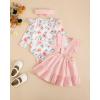 imageKucnuzki Newborn Baby Girl Clothes Toddler Long Sleeve Ruffle Romper Top Infant Skirt Set Little Girl Overall DressPink Flower