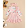 imageKucnuzki Newborn Baby Girl Clothes Toddler Long Sleeve Ruffle Romper Top Infant Skirt Set Little Girl Overall DressPink Flower