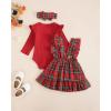 imageKucnuzki Newborn Baby Girl Clothes Toddler Long Sleeve Ruffle Romper Top Infant Skirt Set Little Girl Overall DressRed Plaid