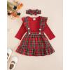 imageKucnuzki Newborn Baby Girl Clothes Toddler Long Sleeve Ruffle Romper Top Infant Skirt Set Little Girl Overall DressRed Plaid