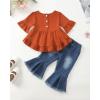 imageKucnuzki Toddler Baby Girls Clothes Long Sleeve Shirt Top Flare Denim Jeans Cute Outfit Baby Girl Fall Winter ClothesBrownsl