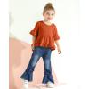 imageKucnuzki Toddler Baby Girls Clothes Long Sleeve Shirt Top Flare Denim Jeans Cute Outfit Baby Girl Fall Winter ClothesBrownsl