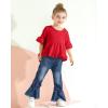 imageKucnuzki Toddler Baby Girls Clothes Long Sleeve Shirt Top Flare Denim Jeans Cute Outfit Baby Girl Fall Winter ClothesRedsl