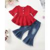 imageKucnuzki Toddler Baby Girls Clothes Long Sleeve Shirt Top Flare Denim Jeans Cute Outfit Baby Girl Fall Winter ClothesRedsl