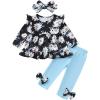 imageBaby Girl Clothes Toddler Girl Fall Outfits Ruffle Long Sleeve Floral Shirt Tops Winter Leggings Pants Clothing SetBlue