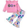imageKucnuzki Baby Girl Clothes Toddler Girl Outfits Fall Winter Long Sleeve T Shirts Top Flare Leggings Pants Kids ClothingRose
