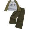 imageKucnuzki Kids Toddler Girl Clothes Graphic T Shirt Top Cargo Pants with Pocket 2 Piece Outfit Fall Clothing Set for GirlGray