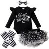 imageKucnuzki Newborn Baby Girl Clothes Toddler Long Sleeve Ruffle Romper Top Infant Skirt Set Little Girl Overall DressBlack