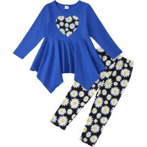 imageKucnuzki 3t 4t little girl clothes cute blue long sleeve top cotton graphic tshirts toddler long pants two piece set kids fall winter clothes