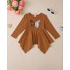 imageKucnuzki 3t 4t little girl clothes cute brown long sleeve top cotton graphic tshirts toddler long pants two piece set kids fall winter clothes