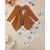 imageKucnuzki 3t 4t little girl clothes cute brown long sleeve top cotton graphic tshirts toddler long pants two piece set kids fall winter clothes