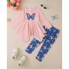 imageKucnuzki 3t 4t little girl clothes cute long sleeve top cotton butterfly pink shirt toddler long pants two piece set kids fall winter clothes