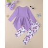 imageKucnuzki 3t 4t little girl clothes cute long sleeve top cotton butterfly purple shirt toddler tie dye long pants two piece set fall winter clothes
