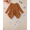 imageKucnuzki 7 8 year old little girl winter clothes toddler clothing butterfly top brown long sleeve t shirts cute long pants fall 2 piece outfit