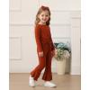 imageKucnuzki Baby Girl Clothes Toddler Clothes Long Sleeve Plain Shirts Top Bell Bottoms Flare Pants Infant Girl Fall OutfitDark Brown