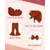imageKucnuzki Baby Girl Clothes Toddler Clothes Long Sleeve Plain Shirts Top Bell Bottoms Flare Pants Infant Girl Fall OutfitDark Brown