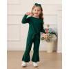 imageKucnuzki Baby Girl Clothes Toddler Clothes Long Sleeve Plain Shirts Top Bell Bottoms Flare Pants Infant Girl Fall OutfitDark Green