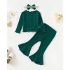 imageKucnuzki Baby Girl Clothes Toddler Clothes Long Sleeve Plain Shirts Top Bell Bottoms Flare Pants Infant Girl Fall OutfitDark Green