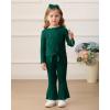 imageKucnuzki Baby Girl Clothes Toddler Clothes Long Sleeve Plain Shirts Top Bell Bottoms Flare Pants Infant Girl Fall OutfitDark Green