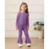 imageKucnuzki Baby Girl Clothes Toddler Clothes Long Sleeve Plain Shirts Top Bell Bottoms Flare Pants Infant Girl Fall OutfitPurple