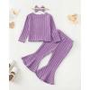 imageKucnuzki Baby Girl Clothes Toddler Clothes Long Sleeve Plain Shirts Top Bell Bottoms Flare Pants Infant Girl Fall OutfitPurple