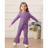 imageKucnuzki Baby Girl Clothes Toddler Clothes Long Sleeve Plain Shirts Top Bell Bottoms Flare Pants Infant Girl Fall OutfitPurple