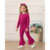 imageKucnuzki Baby Girl Clothes Toddler Clothes Long Sleeve Plain Shirts Top Bell Bottoms Flare Pants Infant Girl Fall OutfitRose