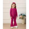 imageKucnuzki Baby Girl Clothes Toddler Clothes Long Sleeve Plain Shirts Top Bell Bottoms Flare Pants Infant Girl Fall OutfitRose