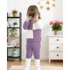 imageKucnuzki Toddler Baby Girl Clothe Long Sleeve Shirt Sweatshirt Leggings 2 Piece Kids Baby Girl Fall Outfit Winter ClothePurple