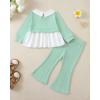 imageKucnuzki Toddler Baby Girl Clothes Outfit Long Sleeve Blouse Polo Shirt Top Flare Leggings Pants Two Piece Outfits SetGreen