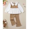 imageKucnuzki Toddler Baby Girl Clothes Outfit Long Sleeve Blouse Polo Shirt Top Flare Leggings Pants Two Piece Outfits SetKhaki