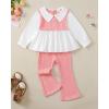 imageKucnuzki Toddler Baby Girl Clothes Outfit Long Sleeve Blouse Polo Shirt Top Flare Leggings Pants Two Piece Outfits SetPink
