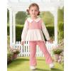 imageKucnuzki Toddler Baby Girl Clothes Outfit Long Sleeve Blouse Polo Shirt Top Flare Leggings Pants Two Piece Outfits SetPink