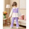 imageKucnuzki Toddler Baby Girl Clothes Outfit Long Sleeve Blouse Polo Shirt Top Flare Leggings Pants Two Piece Outfits SetPurple