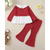 imageKucnuzki Toddler Baby Girl Clothes Outfit Long Sleeve Blouse Polo Shirt Top Flare Leggings Pants Two Piece Outfits SetRed