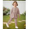 imageKucnuzki Toddler Baby Girl Clothes Outfit Long Sleeve Plain T Shirt Top Baby Girl Pants Leggings Two Piece Outfits SetKhaki