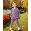 imageKucnuzki Toddler Baby Girl Clothes Outfit Long Sleeve Plain T Shirt Top Baby Girl Pants Leggings Two Piece Outfits SetPurple