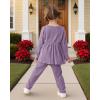 imageKucnuzki Toddler Baby Girl Clothes Outfit Long Sleeve Plain T Shirt Top Baby Girl Pants Leggings Two Piece Outfits SetPurple