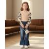 imageKucnuzki Toddler Girl Clothes Cute Kids Clothes Long Sleeve T Shirts Top Bell Bottom Denim Jeans Pants Matching OutfitsApricot