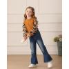 imageKucnuzki Toddler Girl Clothes Cute Kids Clothes Long Sleeve T Shirts Top Bell Bottom Denim Jeans Pants Matching OutfitsBrown