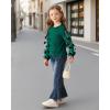 imageKucnuzki Toddler Girl Clothes Cute Kids Clothes Long Sleeve T Shirts Top Bell Bottom Denim Jeans Pants Matching OutfitsGreen