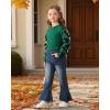 imageKucnuzki Toddler Girl Clothes Cute Kids Clothes Long Sleeve T Shirts Top Bell Bottom Denim Jeans Pants Matching OutfitsGreen