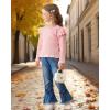 imageKucnuzki Toddler Girl Clothes Cute Kids Clothes Long Sleeve T Shirts Top Bell Bottom Denim Jeans Pants Matching OutfitsPink