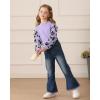 imageKucnuzki Toddler Girl Clothes Cute Kids Clothes Long Sleeve T Shirts Top Bell Bottom Denim Jeans Pants Matching OutfitsPurple