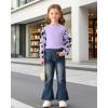 imageKucnuzki Toddler Girl Clothes Cute Kids Clothes Long Sleeve T Shirts Top Bell Bottom Denim Jeans Pants Matching OutfitsPurple
