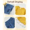 imageKucnuzki Toddler Kids Girl Clothes Long Sleeve Shirt Tops Baggy Jeans Cute Pants Set Baby Girl Outfit 2 Piece ClothingYellow