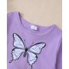 imageKucnuzki toddler cute girl winter clothes long sleeve tops graphic t shirt soft leggings pants 2 piece set fall outfitsPurple Butterfly